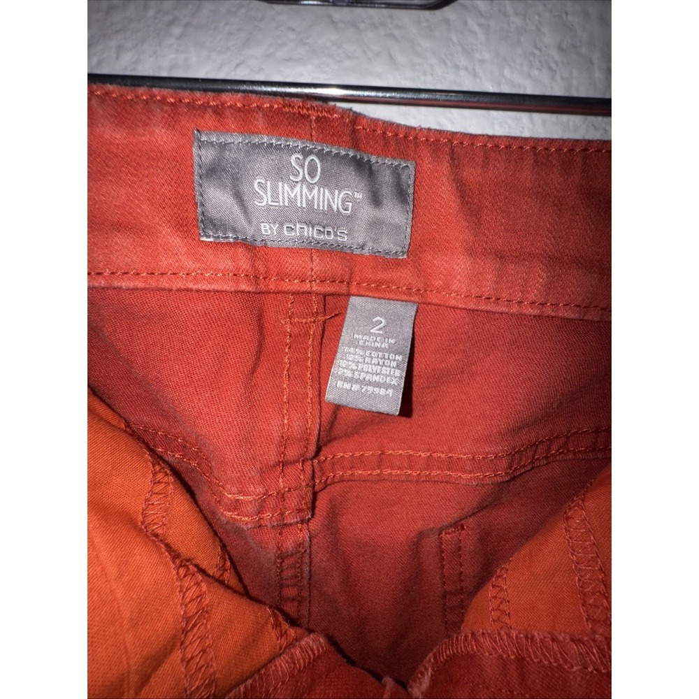 Chicos  Women's So Slimming Jeans Size 2 Chicos 12US Deep Coral  Burnt Orange - Picture 14 of 16